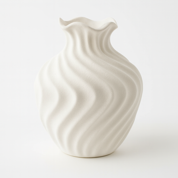 Rills Wave Vase – Weiß Matt