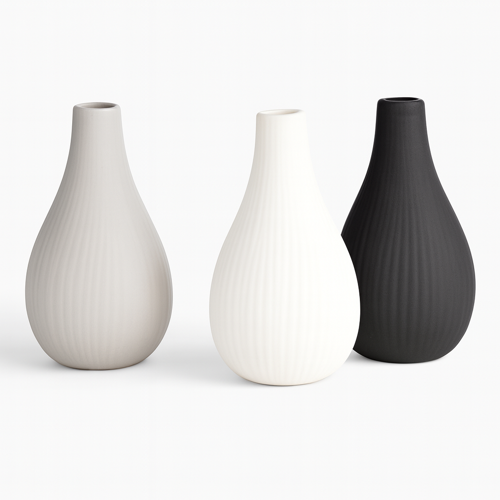 Matte Keramikvasen Set – 3-teilig