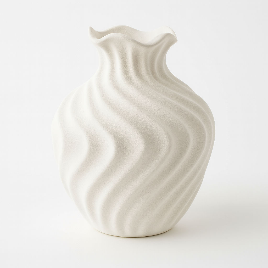 Rills Wave Vase – Weiß Matt