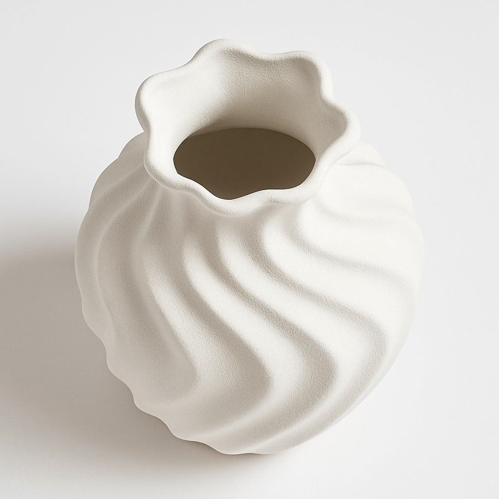 Rills Wave Vase – Weiß Matt