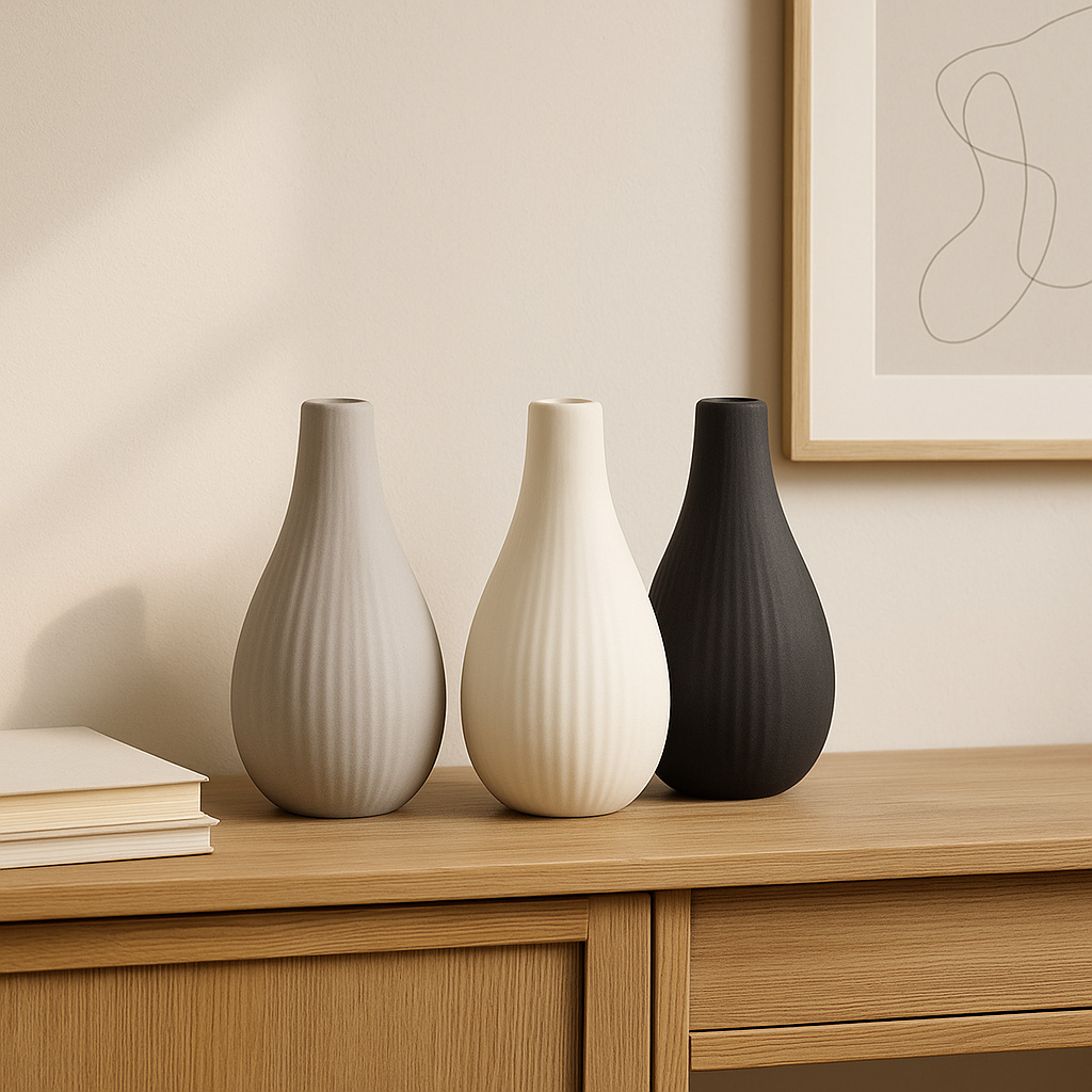 Matte Keramikvasen Set – 3-teilig