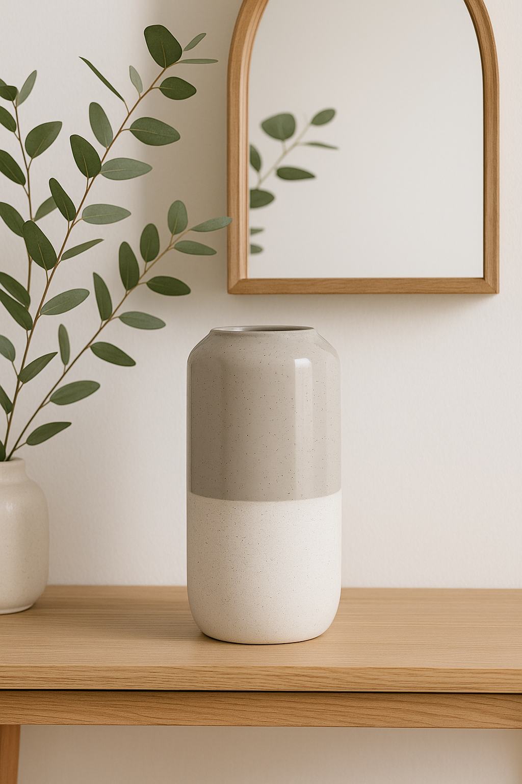 Zweifarbige Keramikvase – Grau/Weiß